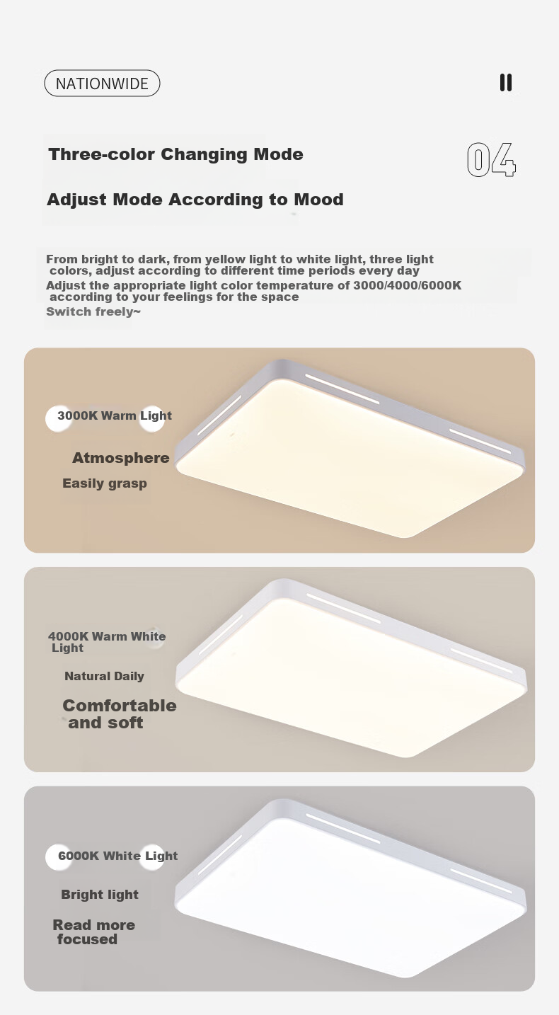 CHNT Ceiling Light, Living Room Main Light, Dimmable, Simple Cream Style LED Bedroom Lighting Set, 108W 11