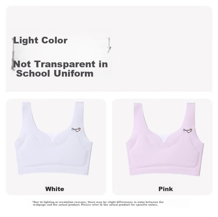 FitonTon Girls' Underwear, Seamless Bra with Fixed Cups, Sports Bra for Puberty, Anti-Shock Bra for Middle School Students, Children's Thin Underwear 10