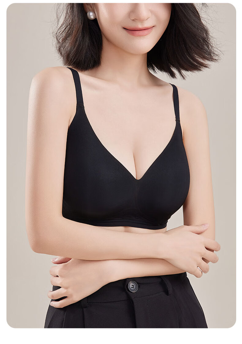GRACEWELL Seamless Bra for Women Large Bust Minimizing Push-Up Anti-Spread Wireless Thin Strap Lightweight Invisible Bra 16