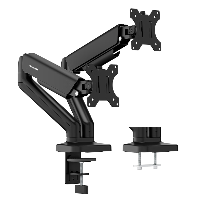 Songneng Dual Monitor Stand Arm, Mechanical Arm, Computer Stand Multi-Screen Expansion Desktop Clamp Base, Screen Height Adjustable Suspension Riser T630S-2B-01