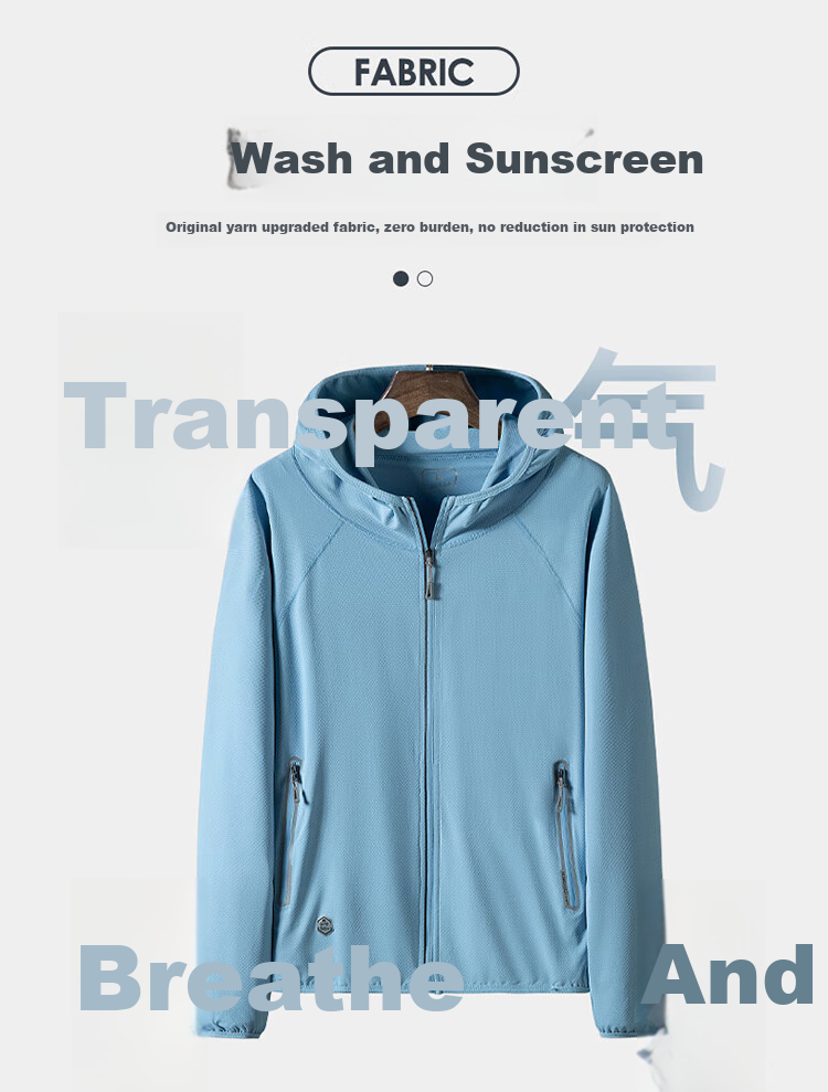 TUCANO Sun Protection Jacket for Men, Outdoor Sports Lightweight Sun-Blocking Skin Coat, Hooded Top Outerwear, Men's Clothing, White M 3