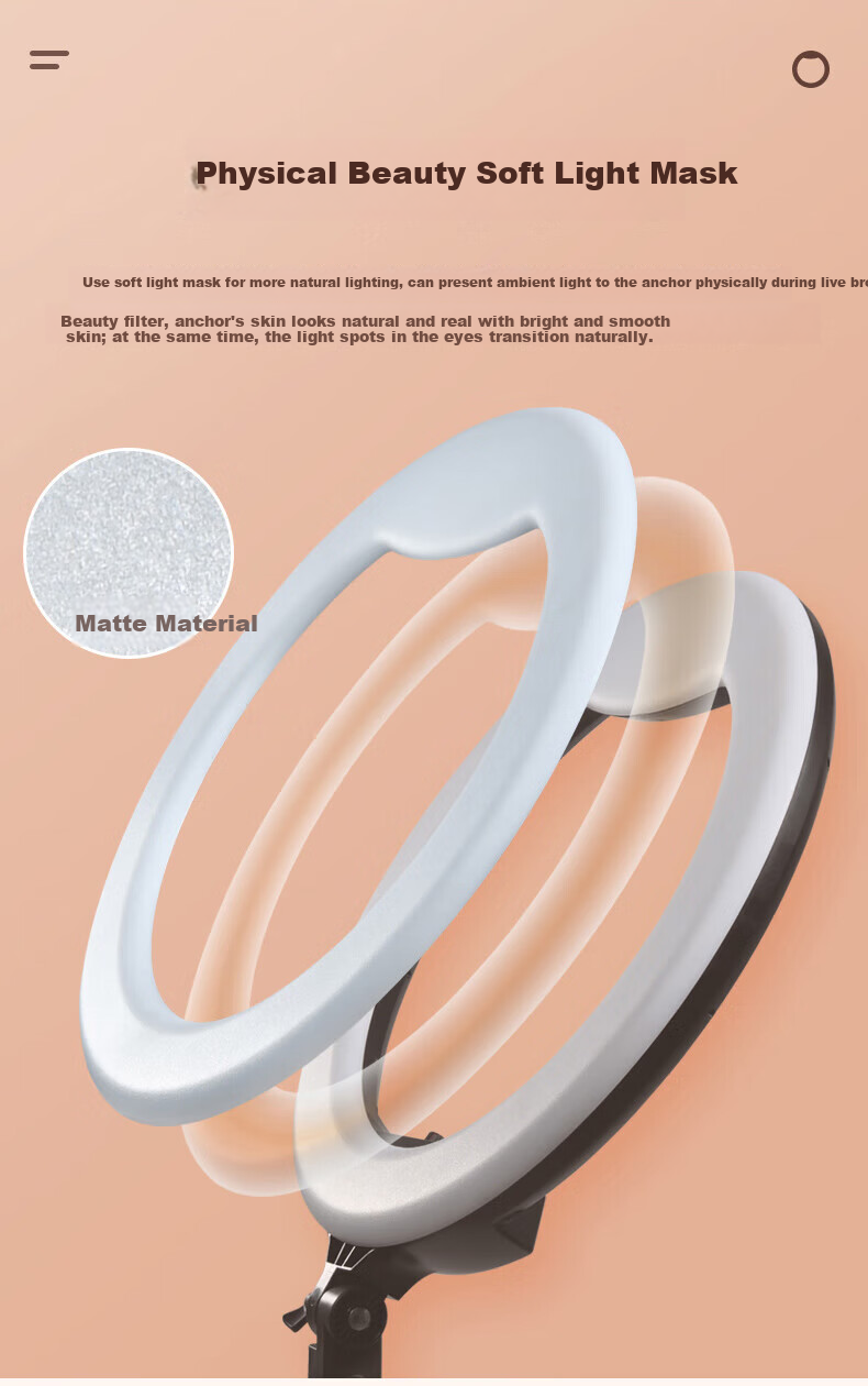 JINBEI LR480II Circular Fill Light, LED Mobile Phone Live Streaming Stand Light, Face Light for Streamers, Selfie Photography Beauty Light, Round Cosmetic Tattoo Photography Lighting 3