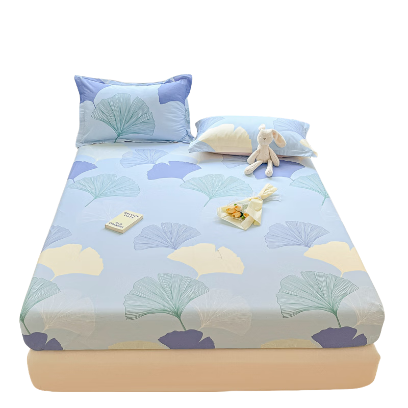 Aivee Pure Cotton Fitted Sheet Mattress Cover Ginkgo Leaf for 1.5m Bed