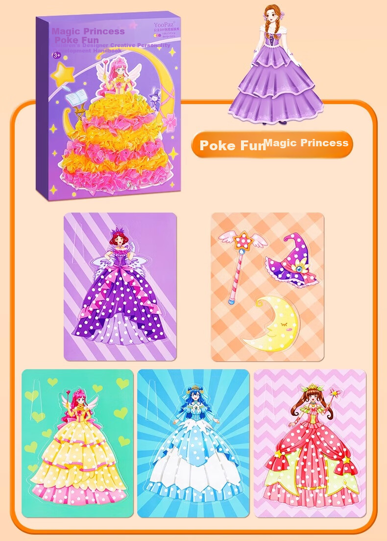 Lankupa Princess Sticker Book, Quiet Craft DIY Dress-Up Stickers, Drawing Toy for Girls Aged 3-6, Mid-Autumn Festival Gift 18