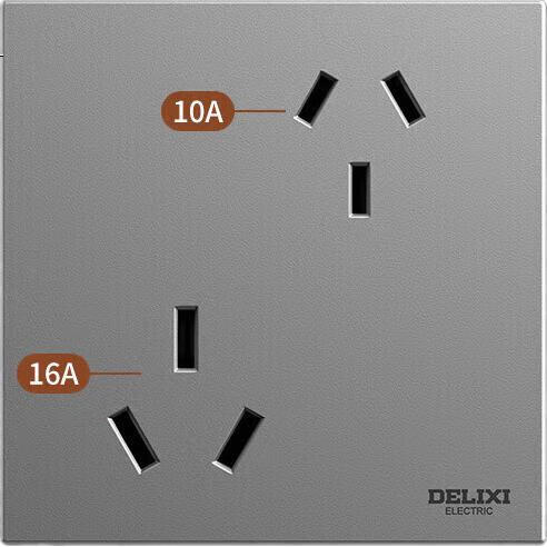 Розетка DELIXI CD100, 86-Тип, 6 гнезд, 16А, цвет "Космический серый"