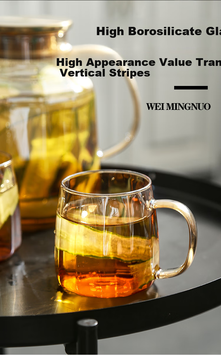 WEIMINGNUO Glass Cup Set with Heat-Resistant Cold Water Pitcher, Drying Pitcher, Health Tea Pot And Teacups, One Pot Four Cups 1.8L 4