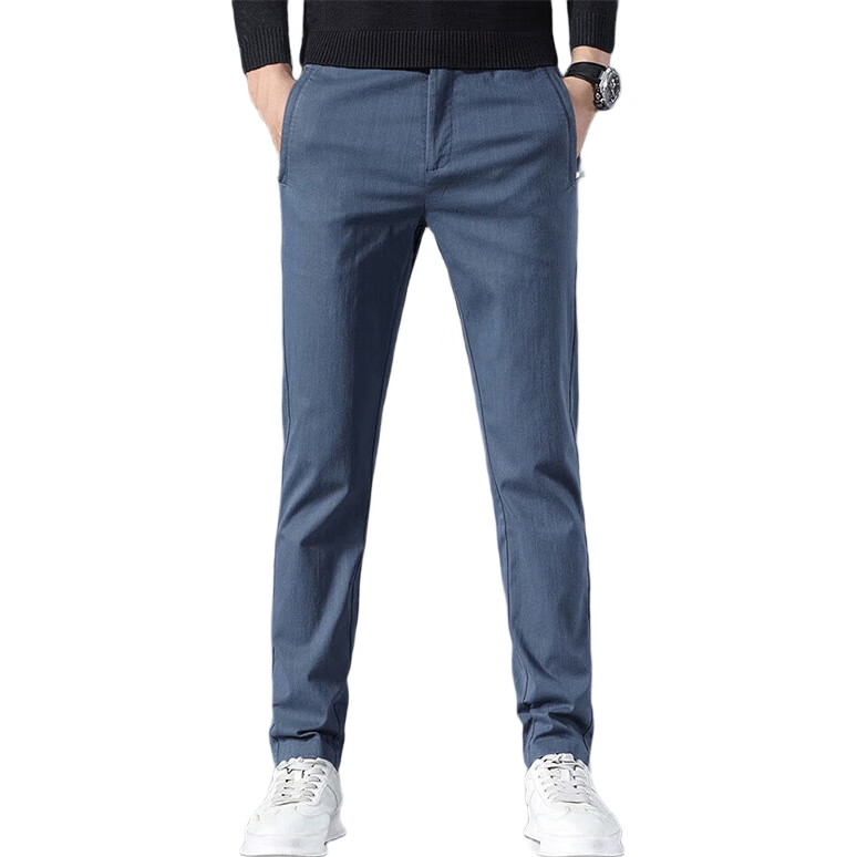 ROMON Casual Pants for Men, Autumn Trendy Trousers, Straight-Leg Comfortable Loose-Fit Sports Business Pants for Men, JK66 Denim Blue 34