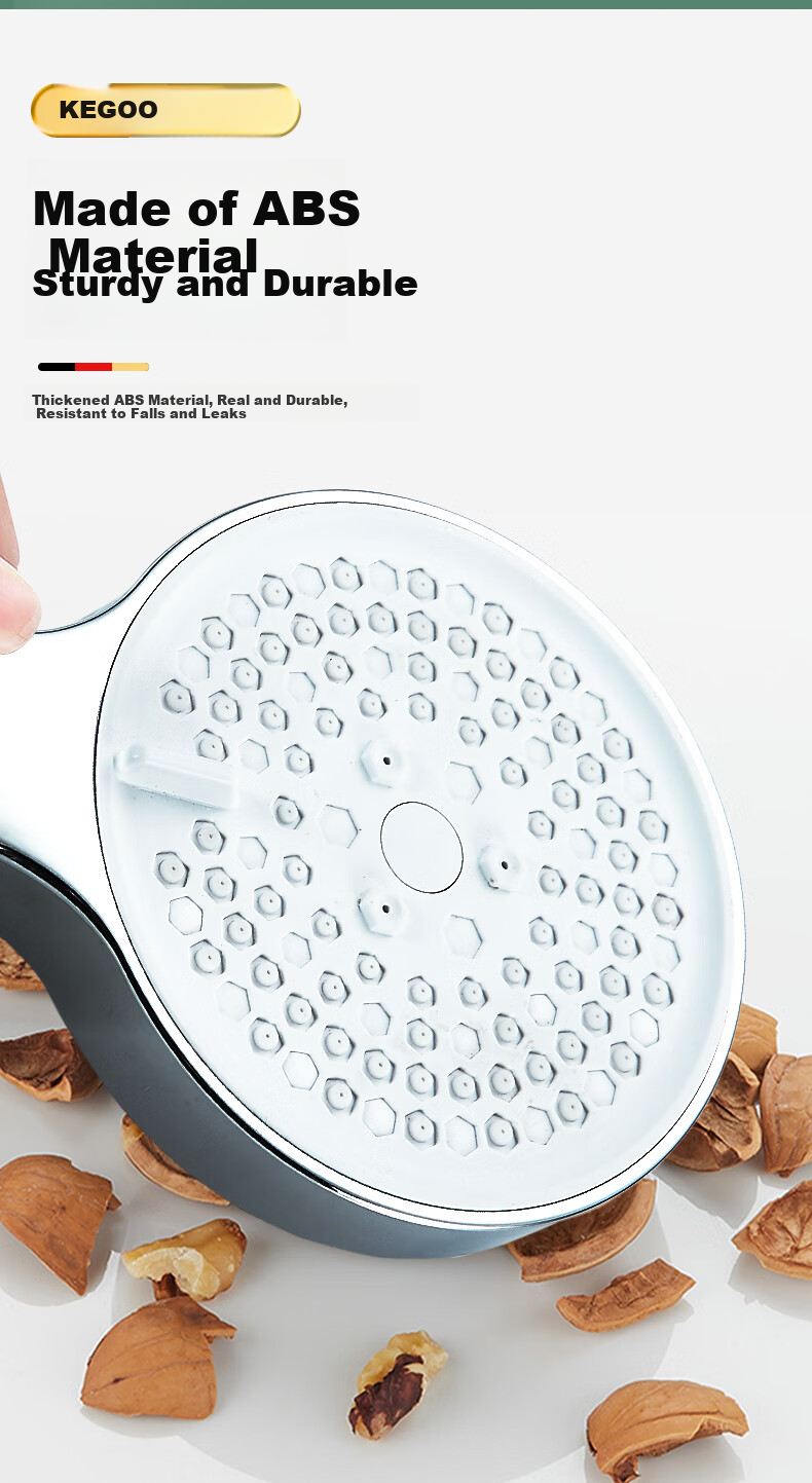 KEGOO High-Pressure Shower Head, Extra Strong Pressurized Handheld Three-Piece Set, Shower Hose, Bathing Handheld Head with Bracket K4048 7