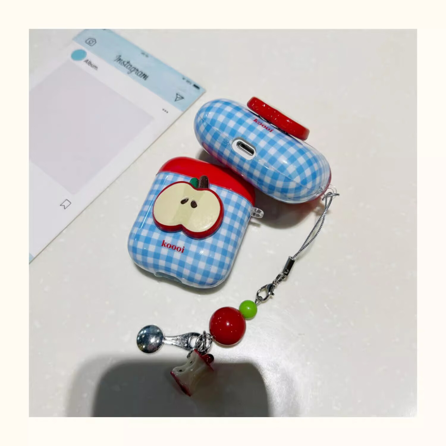 Beiyipin Ins Blue Plaid 3D APPLE Case for AirPods Pro 1st, 2nd, And 3rd Generation Bluetooth Earphones, Protective Cover 4