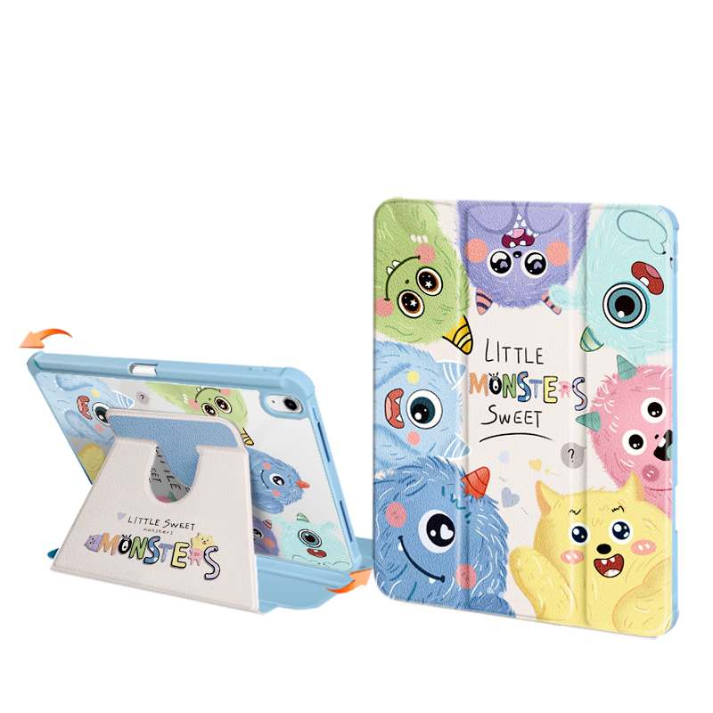 Asiwa IPad Case Compatible with 2026/25 Models, Suitable for 12th/11th/10th Generation Tablets, 11-Inch And 10.9-Inch, with Pencil Holder, 360-Degree Rotating, Shockproof, Anti-Bending, Tri-Fold Desig