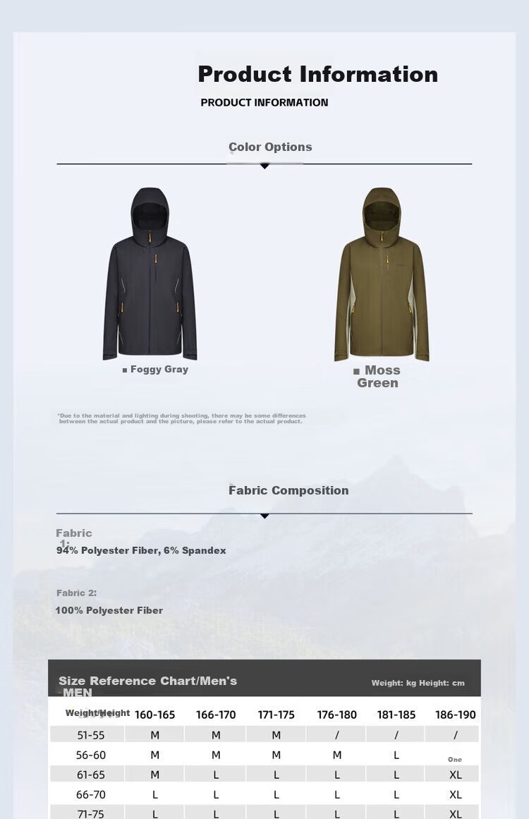 SURPINE Hooded Soft Shell Jacket for Outdoor Sports, Hiking, Mountaineering, Windproof And Water-Resistant Coat, Misty Gray, Size M 7