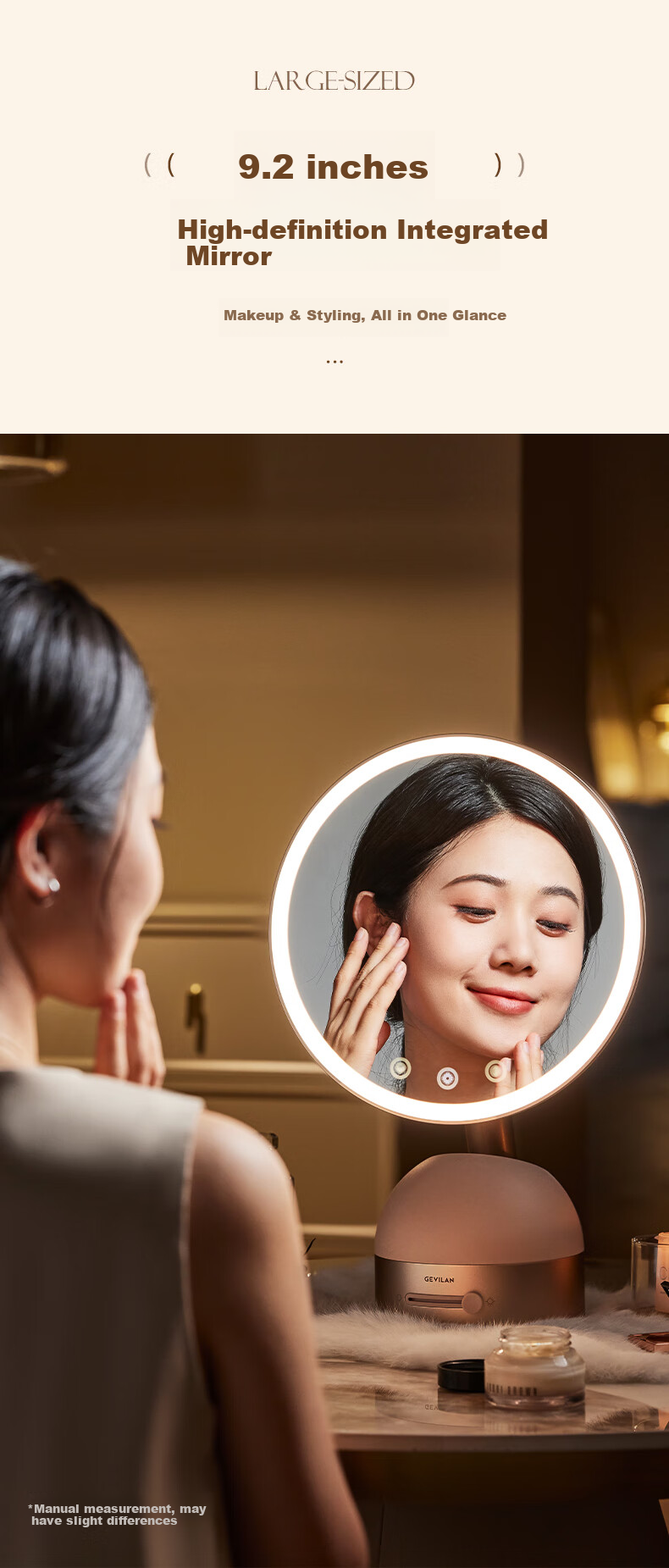 GEVILAN 3D Linkage Makeup Mirror with LED Light, Smart Illumination, Desktop Vanity Table, High-Definition Lighting Mirror, Gift for Girlfriend, Wife, Best Friend, Birthday And Wedding Present M2 White 6