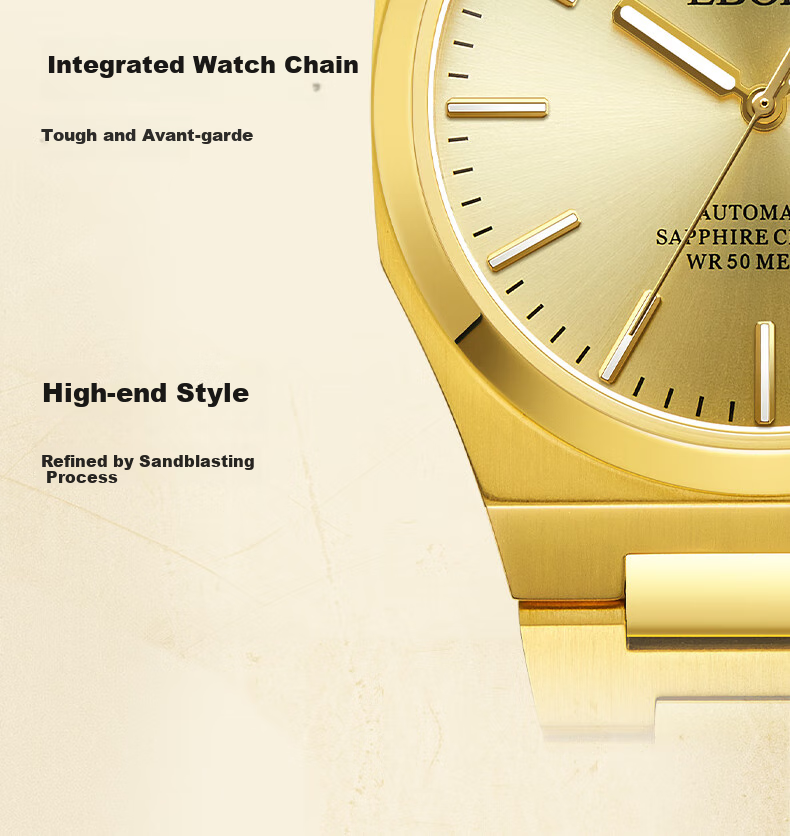 EBOHR Men's Master Series Gold Automatic Mechanical Wristwatch, Birthday And Holiday Gift, 51845918 4