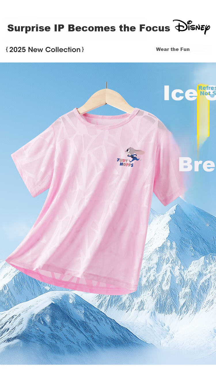 Disney Girls' Quick-Dry Shirt, Summer 2026 Breathable Sports Short-Sleeve T-Shirt, Children's Mesh Short-Sleeve PBZPY0027, Purple, Size 140 2