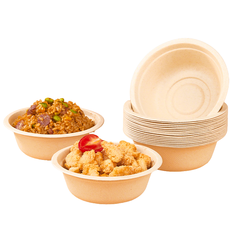 LANZIRAN Disposable Sugarcane Biodegradable Paper Bowls, 40 Count, 500ml Capacity, for Picnic, Camping, Outdoor Barbecue Use