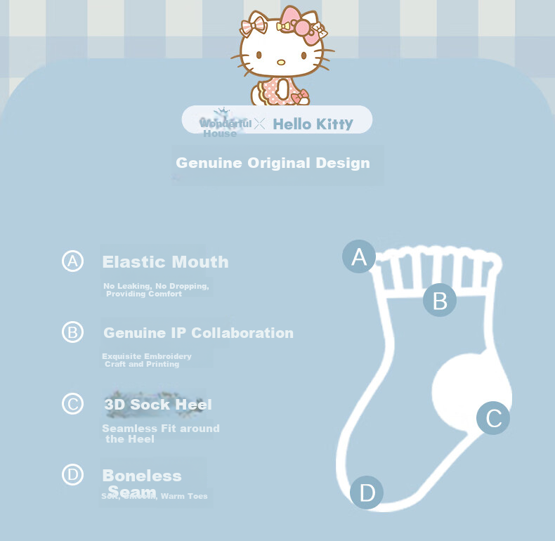Hello Kitty Girls' Socks Spring And Summer Thin Mesh Socks Antibacterial Baby Children White Short Socks U4101 Matching Colors 16-18 3