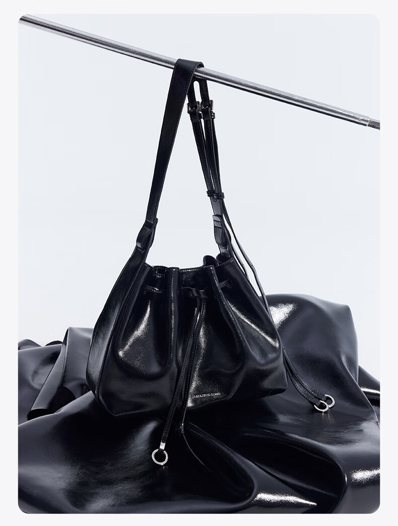 AMAZING SONG Women's Handbag, Sweet Donut Drawstring Bucket Bag, Cowhide Shoulder Crossbody Bag, High-End Fashion Niche Commuter Tote Bag, Women's Gift 8
