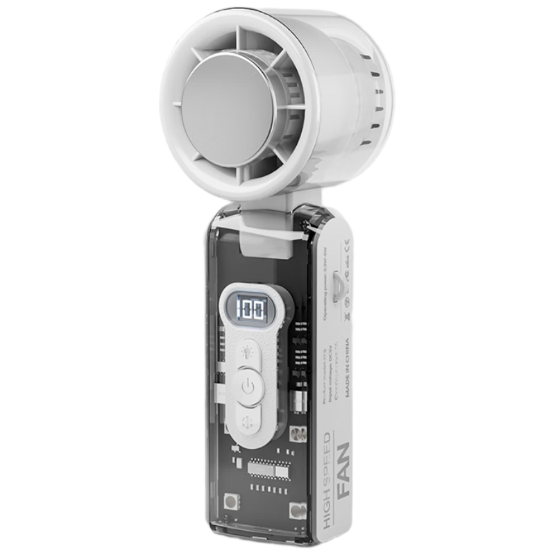 Kelleia High-Speed Handheld Mini Fan, Semiconductor Cooling, Long Battery Life, Neck-Hanging, Portable, Turbine Brushless Motor, Electric Fan, Outdoor Cooling Device, Powerful Wind, FC8 White