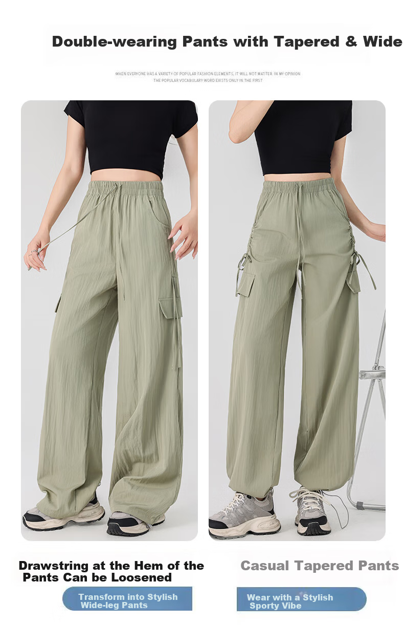 LangSha Women's Cargo Pants with Drawstring for Petite Figures, Lightweight Summer 2025 Butterfly Bow Casual Quick-Dry Trousers Paratrooper Pants 7