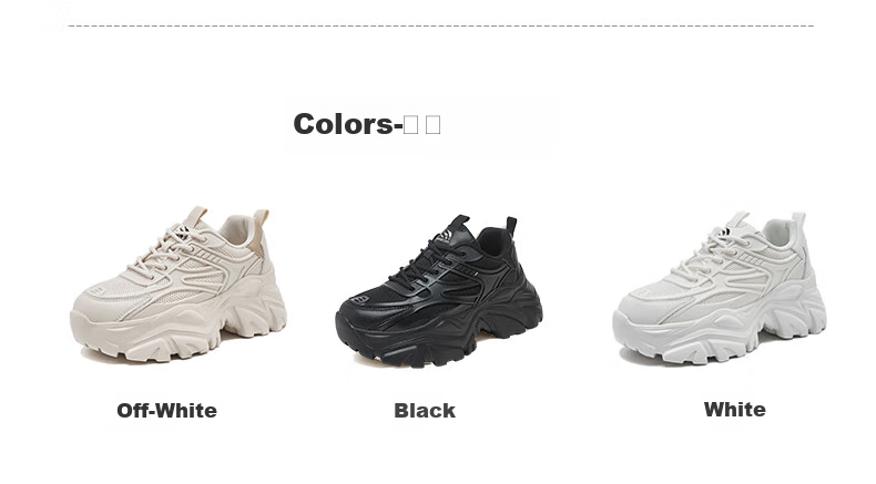 Yierkang Women's Chunky Sneakers, Height-Increasing Sports Shoes, Breathable Versatile Mesh Casual Shoes for Spring/summer 2026, White, Size 40 3