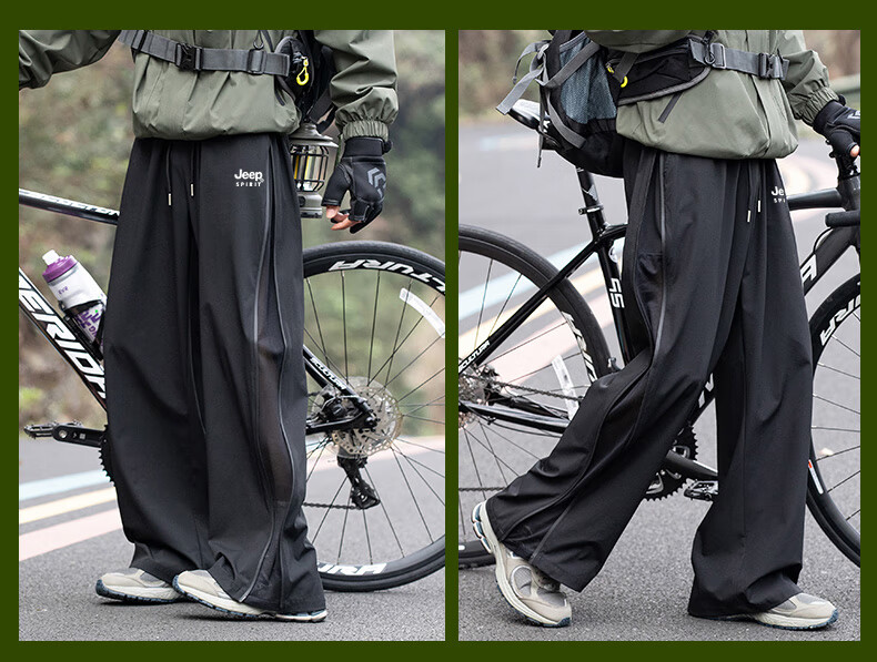 JEEP Men's Spring New Windproof Waterproof American Style Work Pants Skin-friendly Breathable Cycling Pants Cedar Green M 15