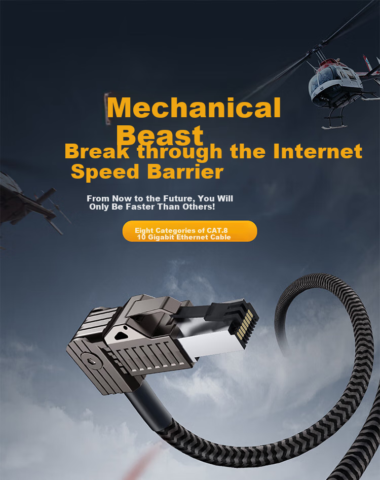 Haibeisi CAT8 Ethernet Cable, Category 8 Gaming Grade Pure Copper Dual Shielded High-Speed Network Patch Cord, 8-Core Twisted Pair, Ready-Made for Live Streaming, Home, PC, Broadband Connection 1