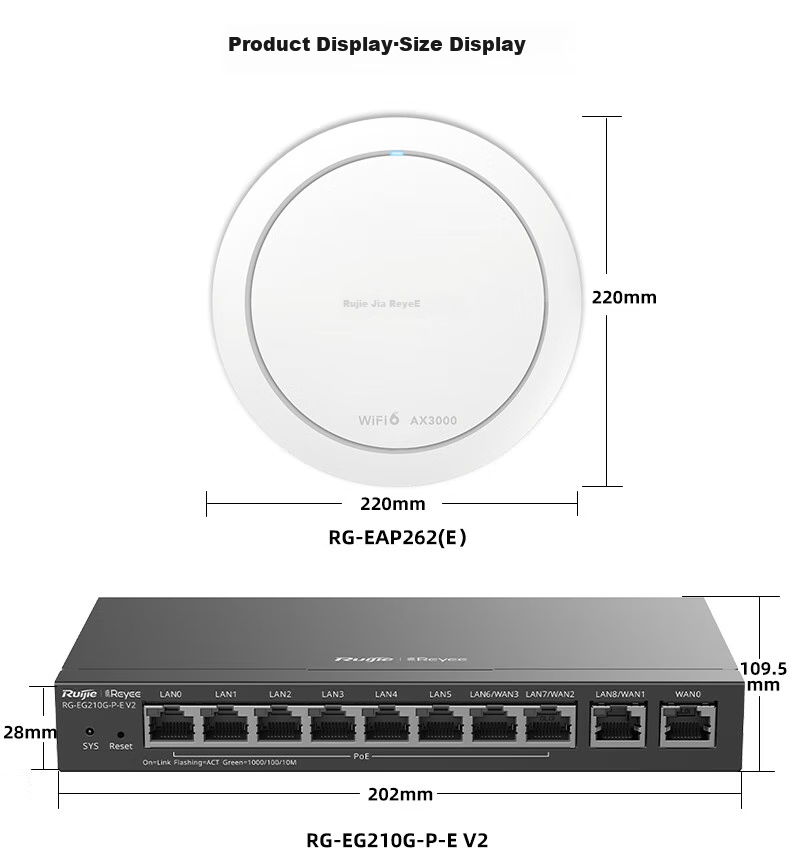 Ruijie Whole-House WiFi 6 Ceiling-Mounted AC + AP Set, 3000M, 1-To Home Wireless Gigabit Router, Smart Home, RG-EG105G V2+RG-EAP262(E)*2 12