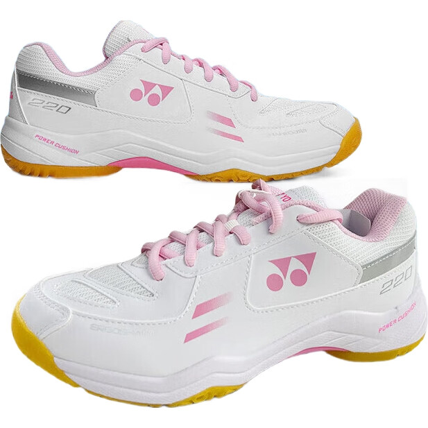 Кроссовки для бадминтона YONEX SHB220CR, женские, ультралегкие, дышащие, амортизирующие, белые/розовые, размер 39