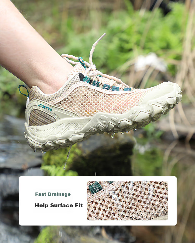 HUMTTO Women's Summer Outdoor Stream Trekking Shoes, Breathable Mesh Casual Hiking Shoes for Water Wading, Ivory White/light Pink, Size 36 4