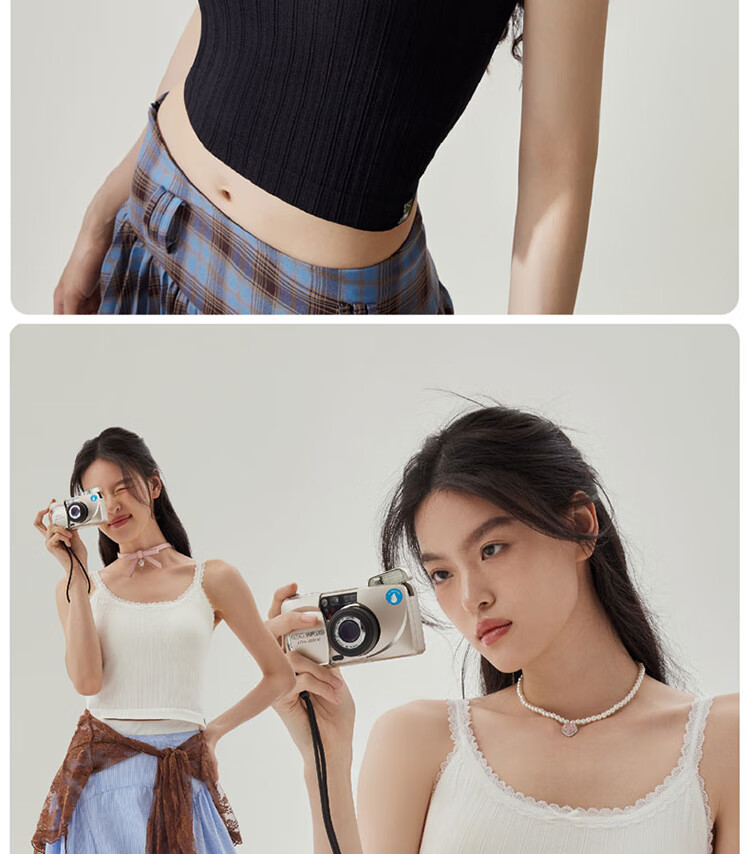 Banlian Lace White Padded Camisole Women's Summer New Strap Vest Bra-Free Backless Outerwear Top 12