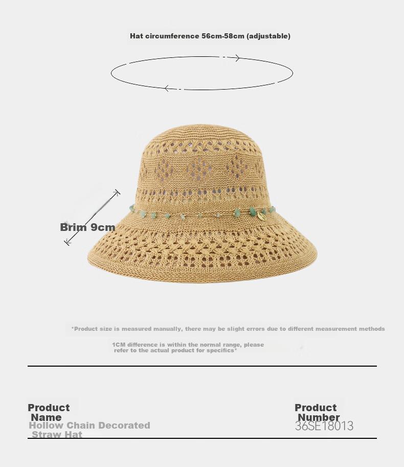 ELLE Straw Hat, Elegant Hollow Sun Protection Hat, Beach Sun Hat, Lyocell, Gift for Girlfriend 16