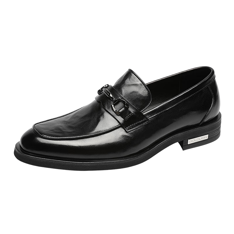 Goldlion Men's Spring Summer Business Leather Slip-On Loafers G515530004AAA Black Size 42