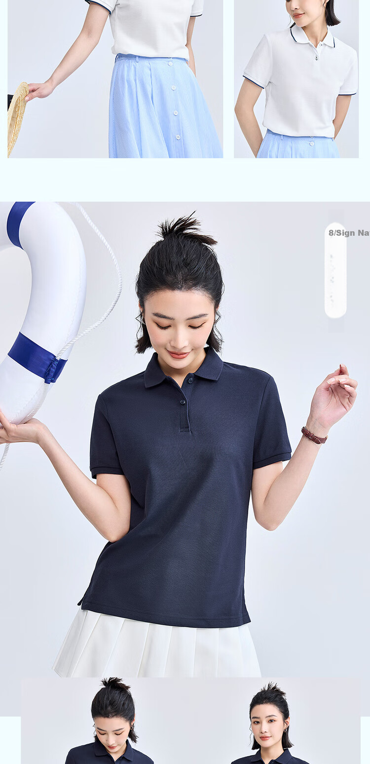 Giordano Women's Polo Shirt, Summer New Style, Turn-Down Collar Top, Pique Fabric Slim-Fit Short-Sleeve POLO Shirt for Women, 05311399 9