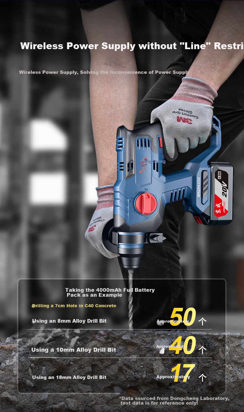Dongcheng Industrial-Grade Brushless Cordless Rotary Hammer WZC22DT, Impact Drill, Electric Hammer, Electric Pick, Electric Drill, Three-In Power Tool 9