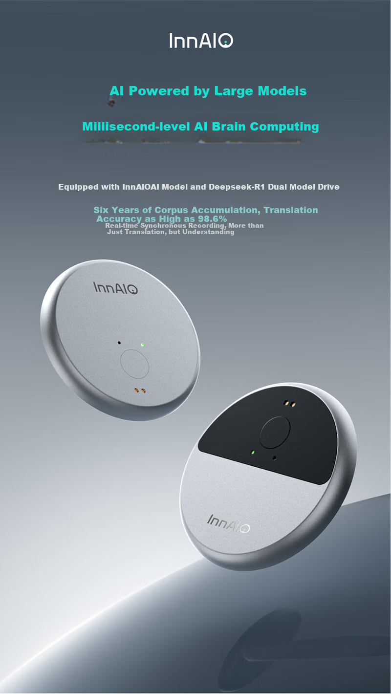 InnAIO Magnetic Translation Device T9 [Original Sound Replica], Multi-Language Offline Audio-Video Call, Real-Time Interpretation, Panda Color, Portable Travel Essential 9