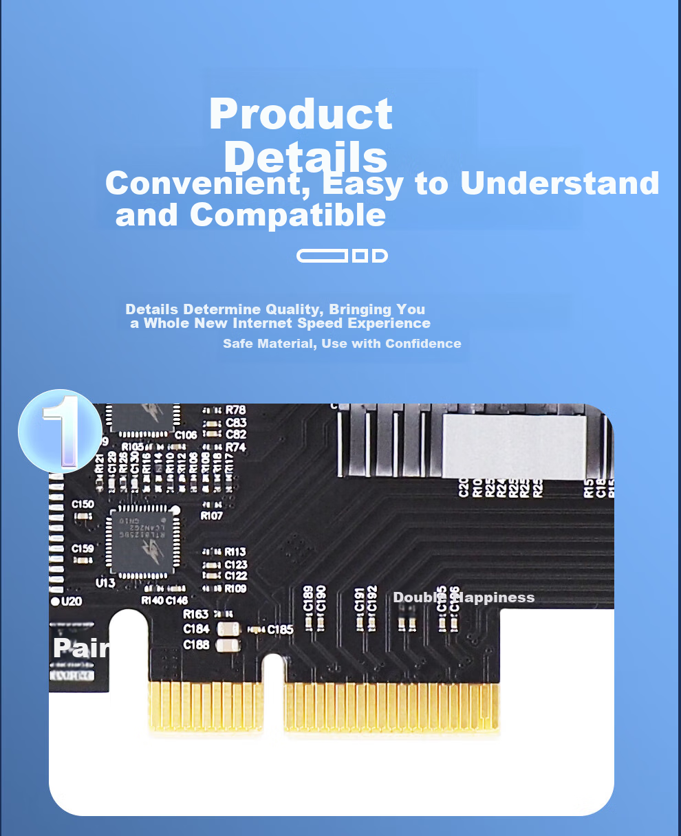FLYBISH NA8125-T4 PCI-EX4 Quad-Port 2.5G Network Card RTL8125BG Chip 4 Electrical Ports 2500M Wired Network Card for NAS ESXi Soft Router PXE Boot without Disk 8