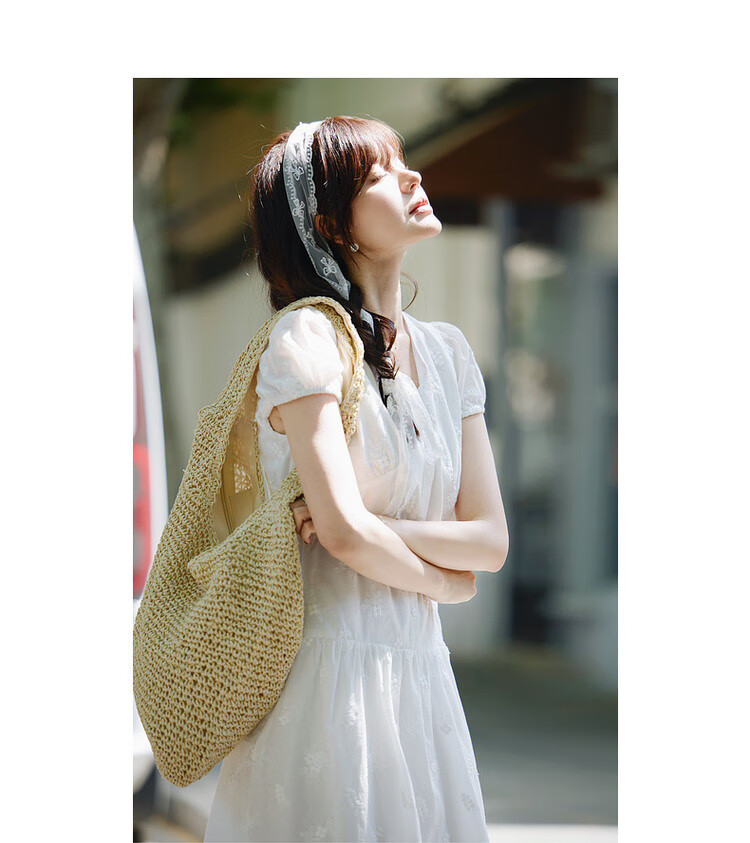 Mt [Pure Cotton Confession] Summer Sweet Fresh V-Neck Embroidered Elegant A-Line High-End Petite White Dress 8