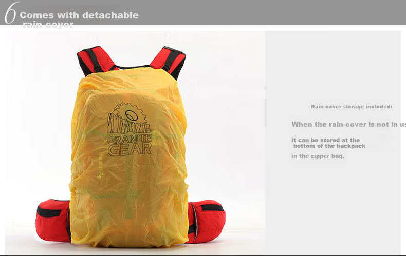 GRANITEGEAR Granite Backpack, Outdoor Travel Hiking Backpack, Multifunctional Waterproof Mountaineering Bag, Detachable Waist Pack with Rain Cover 6