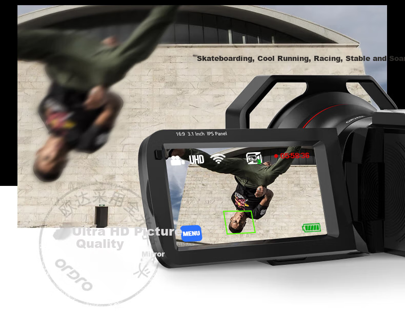 ORDRO B320 Camera, High-Definition Digital Handheld DV Recorder, for Conference Live Streaming And Recording / Home And Travel Filming, Vlog Short Video Beauty Camera with Integrated Recording And IR Night Visio 24