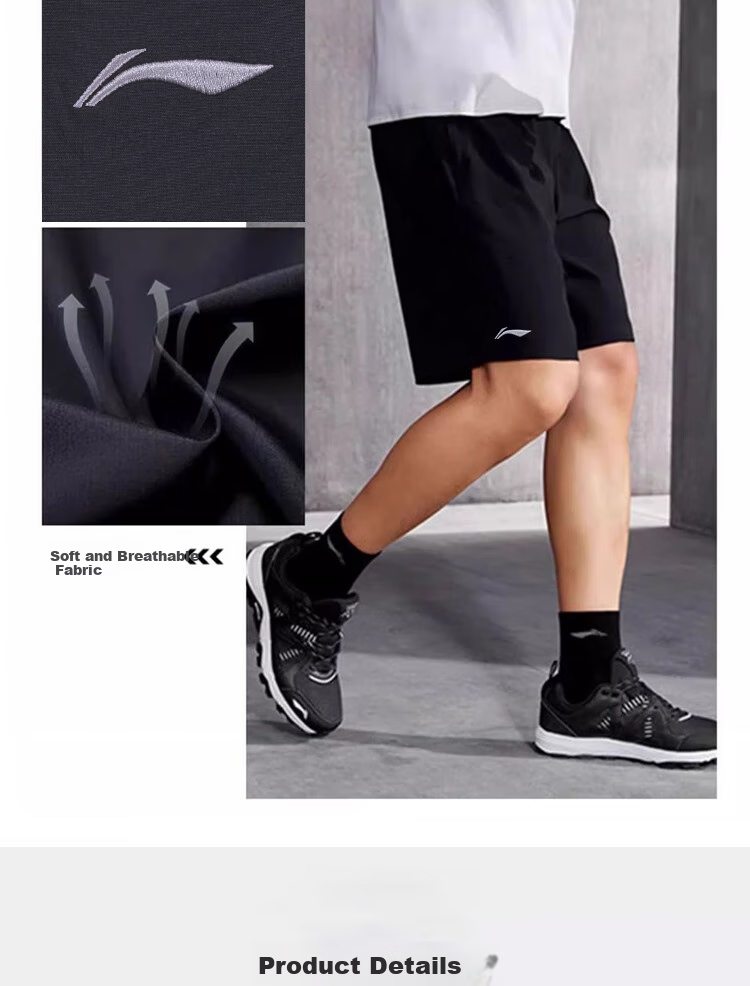 Li-Ning Men's Summer Breathable Lightweight Loose Casual Outdoor Quick-Dry Running Fitness Ice Silk Shorts 9