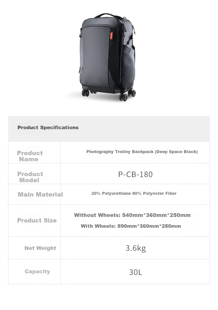 PGYTECH Photography Trolley Case, Professional Mirrorless Outdoor DSLR Camera Bag, Double Shoulder Photography Bag with Universal Wheels, Travel Suitcase, Drone Luggage, Unisex Photography Camera Backpack, Soft Case, 20 Inch 16