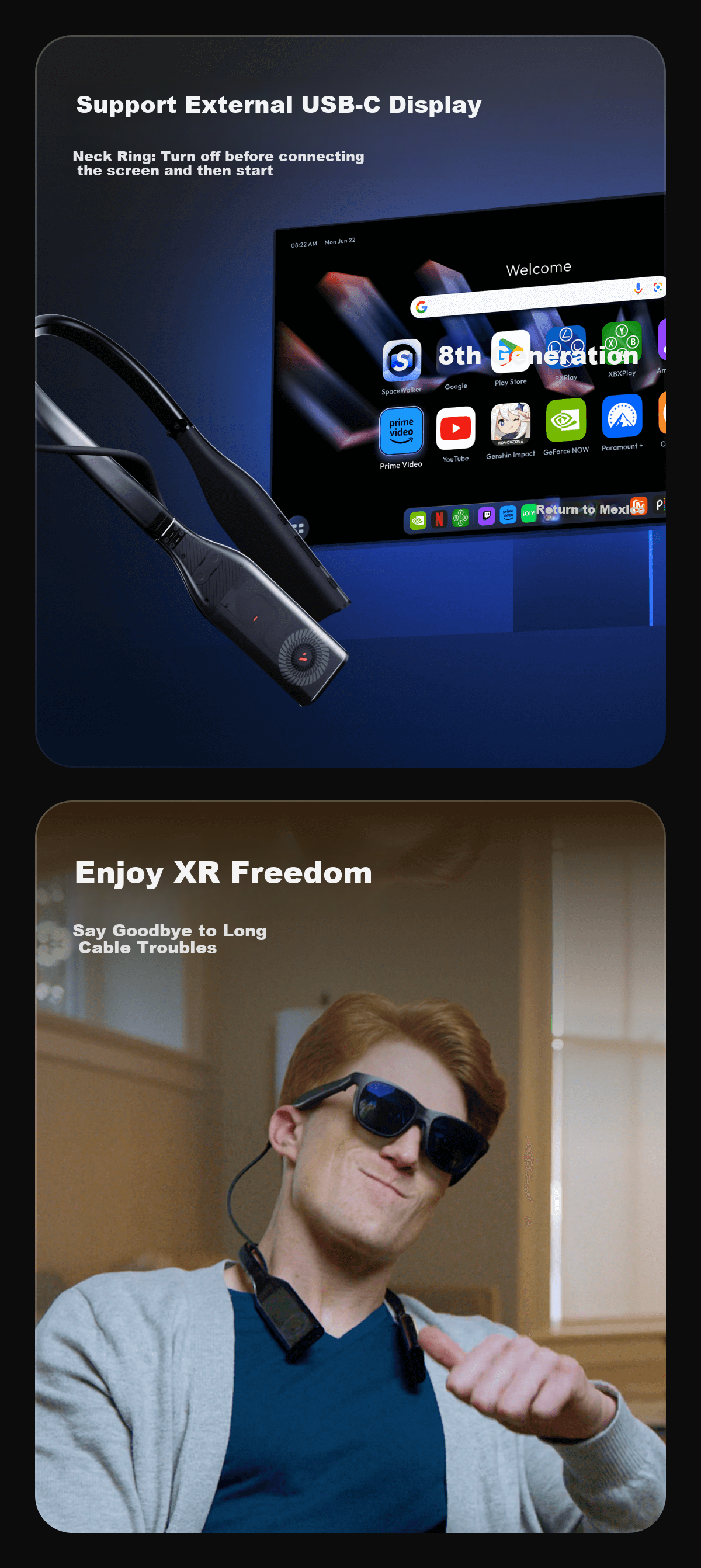 VITURE Pro Neck Ring Premium Edition, XR/AR Glasses Gold Companion, Neck-Mounted Host, Streaming Device for Watching Movies And Streaming, Remote Wireless Streaming, Supports Multi-Screen Office Work 11