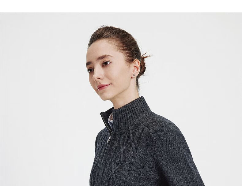 Navikail Italian Small Sailboat Women's Full Wool Commuter Sweater Half-Open Collar Knitwear 2334044501 White L 25