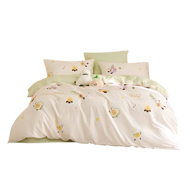 Luolai Children's 4-Piece Set Baby Class A 100% Combed Cotton Duvet Cover Bed Sheet Pillowcase 220*250cm