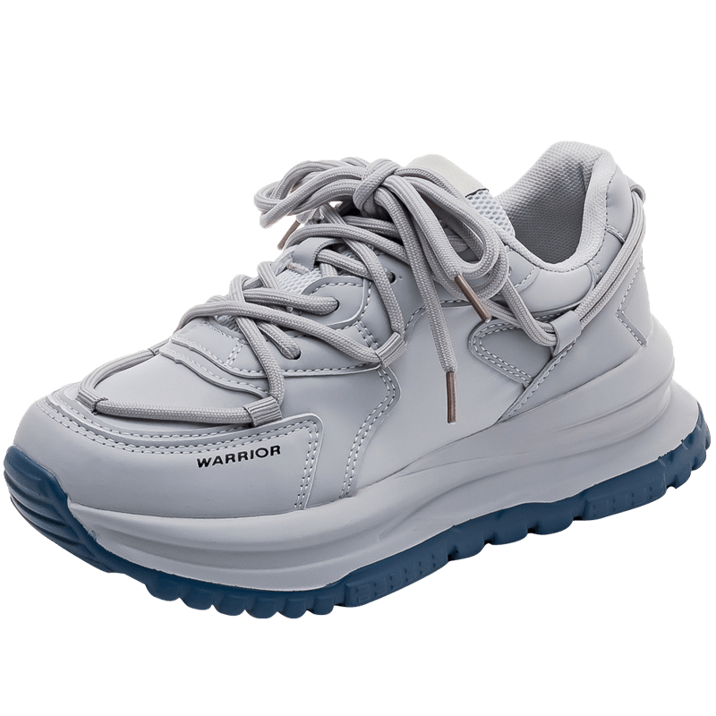 Warrior Official Women's Shoes 2026 Spring Sports Shoes Women's Thick Sole Height Increasing Sneakers Women's Casual Shoes Gray Size 39