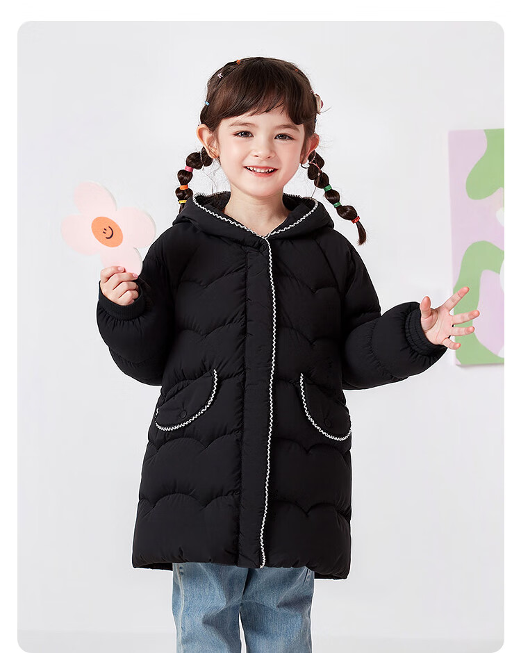 BALABALA balaOne Girls' Windproof Warm Down Jacket Winter Hooded Tweed Coat 2025 New 208425107010 4