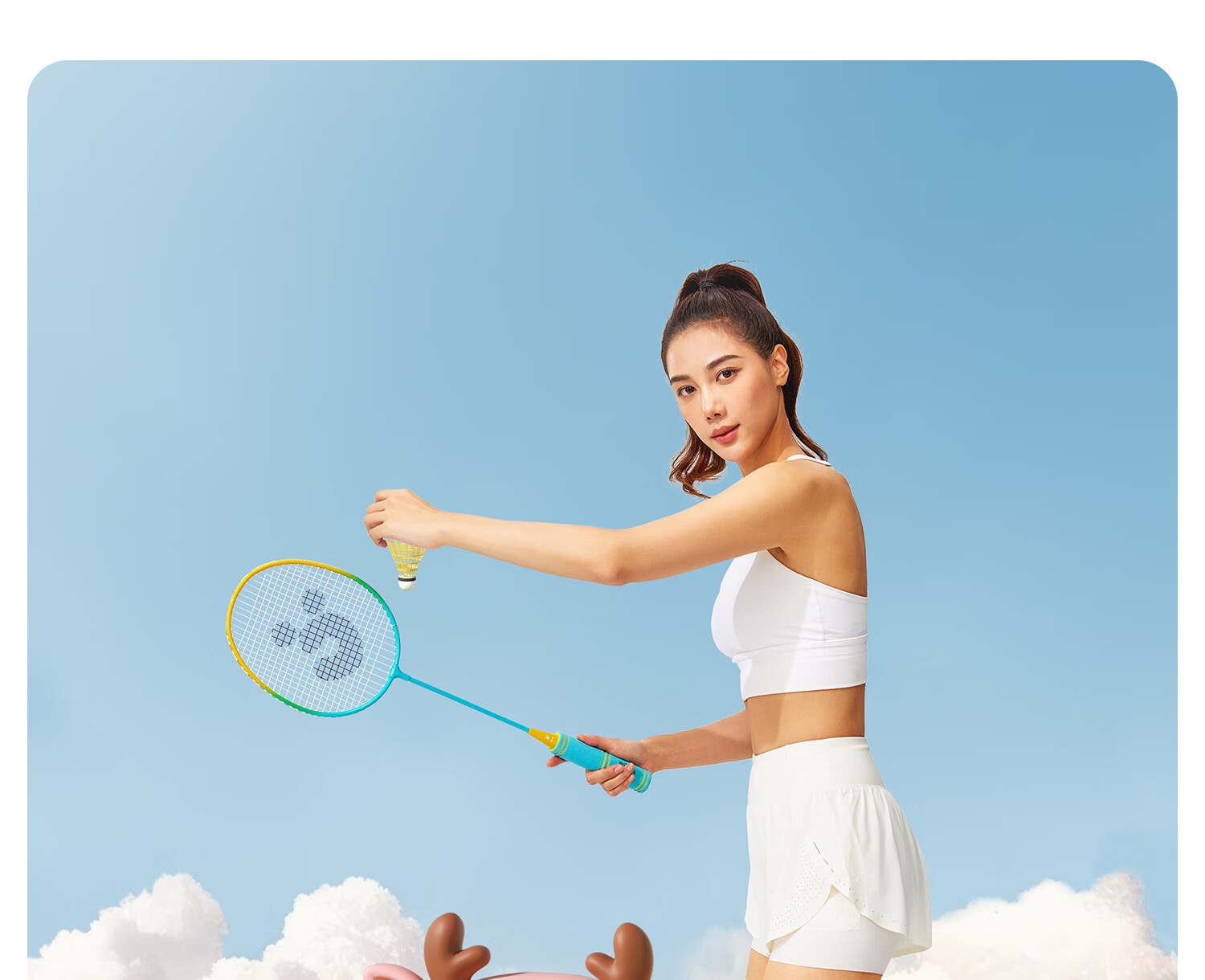 Yottoy Children's Badminton Racket Set Parent-Child Set for 6-Year-Old Elementary and Kindergarten Beginners Blue Pair 20