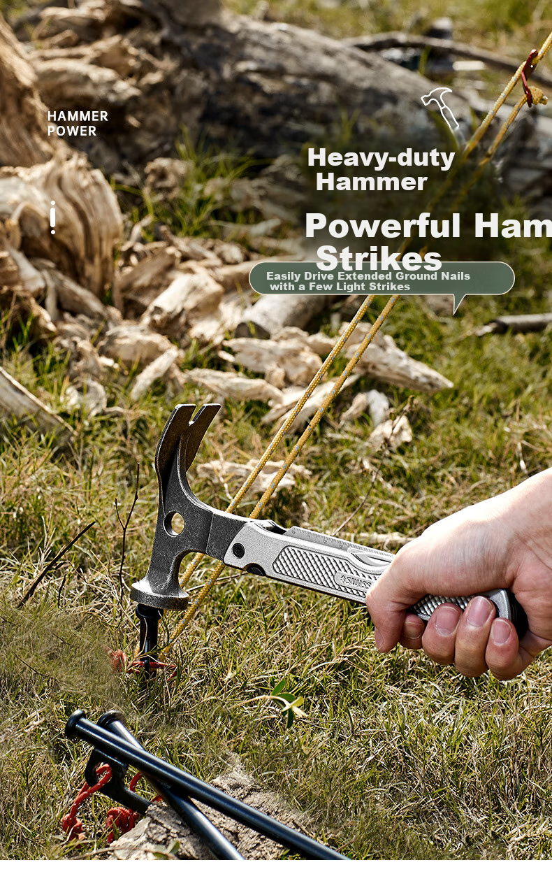 SHEFFIELD Swiss Technology Outdoor Camping Ground Stake Hammer Multi-Functional Hammer Tent Canopy Hammer Mallet Camping Ram's Horn Hammer 4