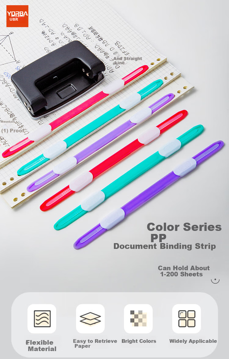 Youbili Colored Binding Clips, Reusable Atomic Clips, 80mm Two-Hole Binding Clips, Can Hold Approximately 300 Sheets of A4 Paper, Transparent Style, 12 Pieces/pack, 4955 1