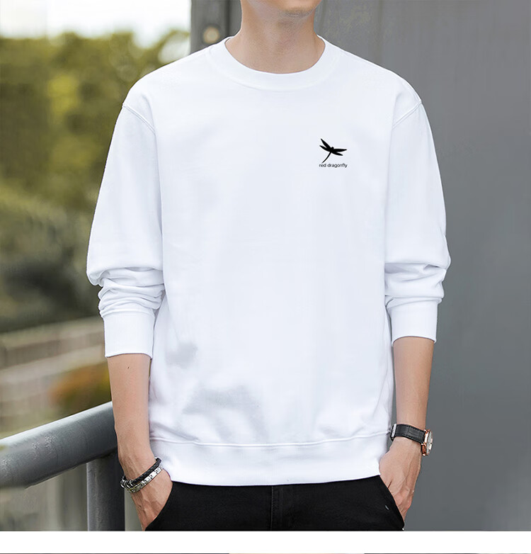 RED DRAGONFLY Sweatshirt for Men, Casual Fashion Printed Simple Round Neck Long-Sleeve T-Shirt Top Versatile Slightly Elastic Pullover Gray 3XL 9